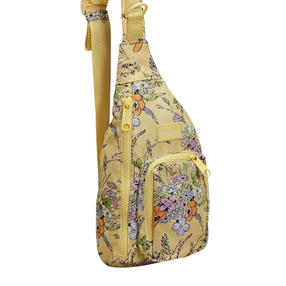 Vera Bradley Yellow‎ Wildflower Floral Sling Backpack Crossbody Bag Canvas